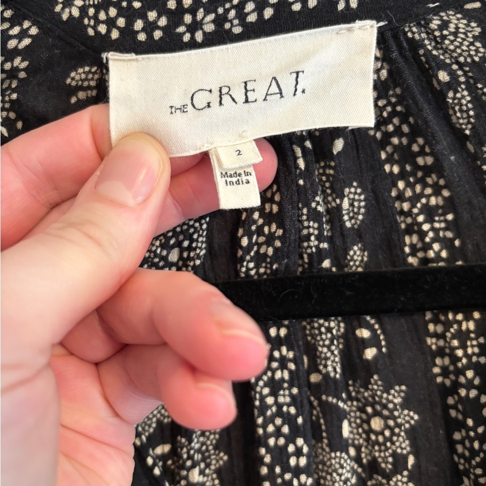 THE GREAT. Black Floral Button-Front Maxi Dress - Picture 2 of 9